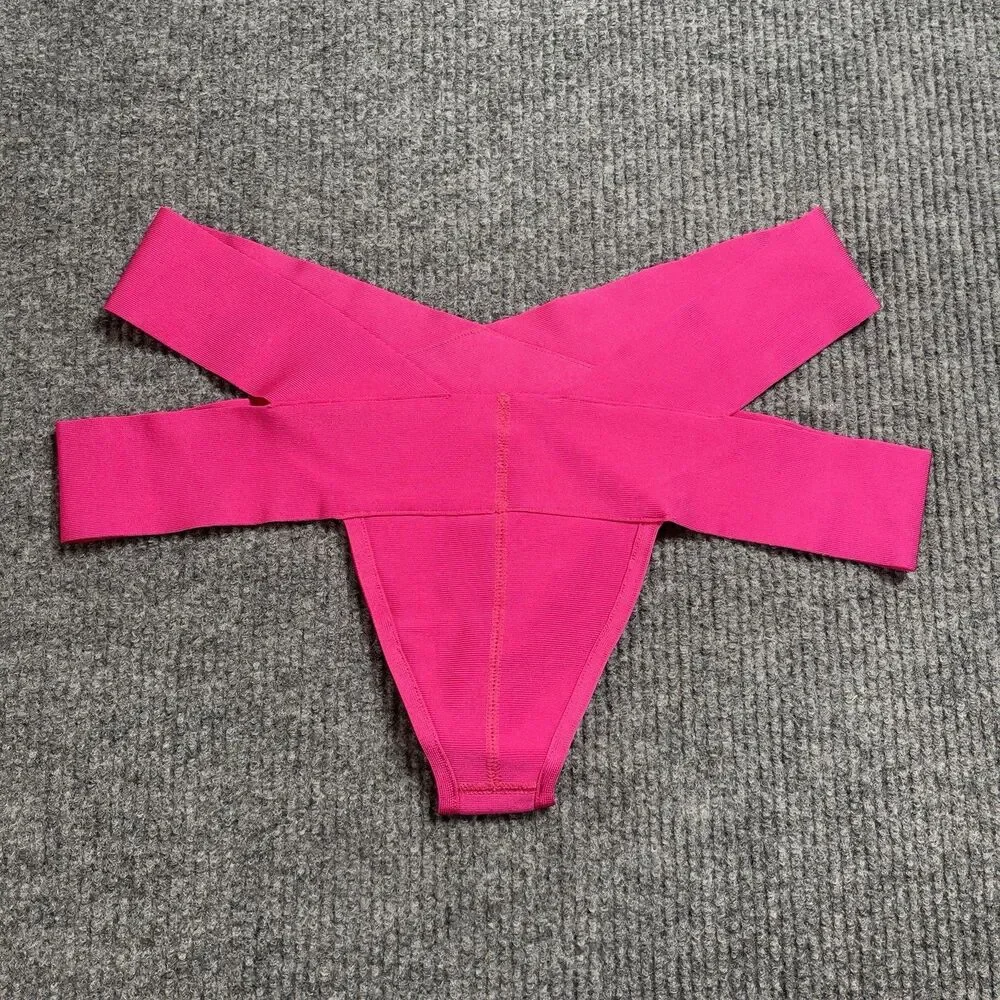 Skims Size 2X Knit Swim Strappy Bikini Bottom Magenta (SW-BIK-0165) NEW